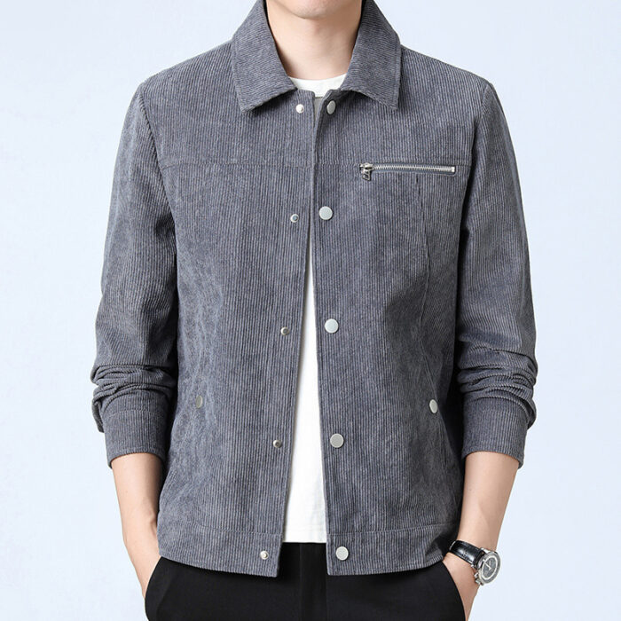 3aaf7d6d-262c-494e-9a24-bdf1d40d8254.jpg A stylish man wearing a classic mens casual corduroy jacket for a relaxed everyday look.