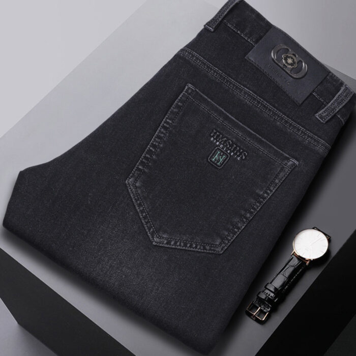 A stylish man wearing comfortable mens straight leg jeans ph for a business casual look.