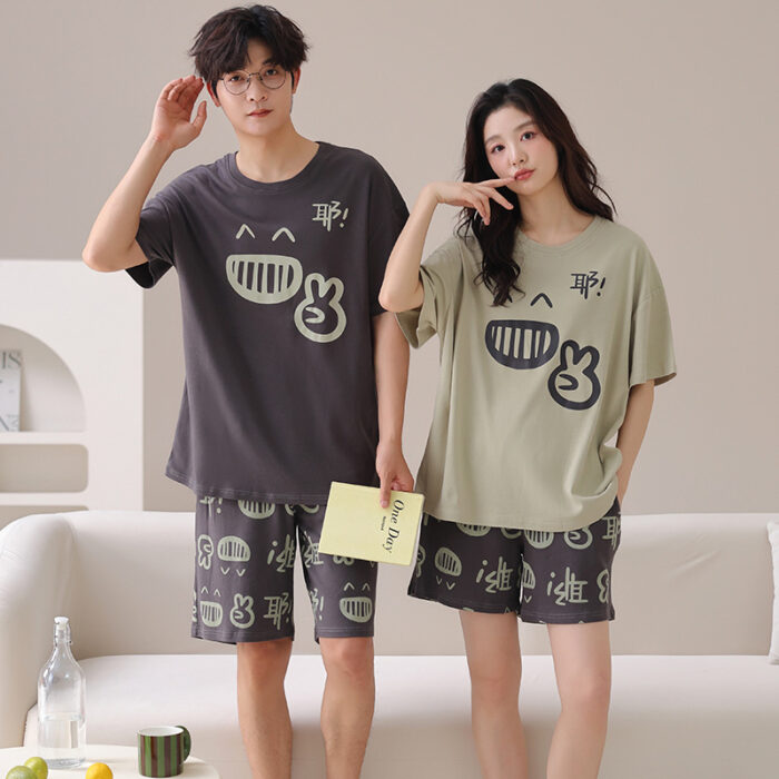 Happy couple wearing a comfortable couple matching terno set for summer.