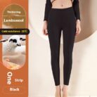 Stylish woman staying warm in thick womens thermal winter leggings for travel.