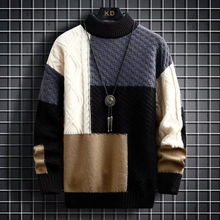 Stylish young man wearing a trendy mens korean style sweater.