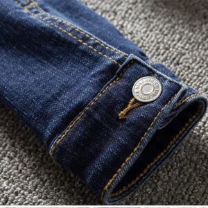 A stylish woman wearing a versatile womens slim fit denim jacket for a casual everyday look.