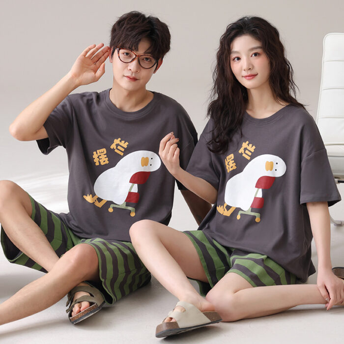 Happy couple wearing a comfortable couple matching terno set for summer.