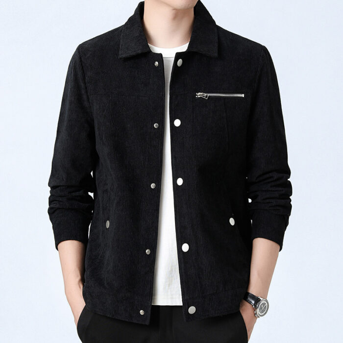 6a9dc785-3615-412c-bf1c-cd844b6bd401.jpg A stylish man wearing a classic mens casual corduroy jacket for a relaxed everyday look.