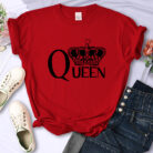 Close-up of the bold crown print and breathable fabric on a crown print cotton shirt.