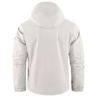 Close-up of the attached hood and premium lightweight fabric on a casual workwear jacket for men.