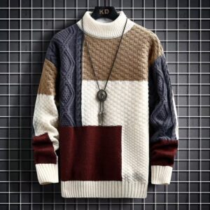 Stylish young man wearing a trendy mens korean style sweater.