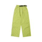 Close-up of the water-repellent nylon fabric and elastic drawstring on waterproof outdoor pants for kids.