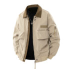 A stylish man wearing a loose fit mens retro pilot jacket for a casual streetwear look.