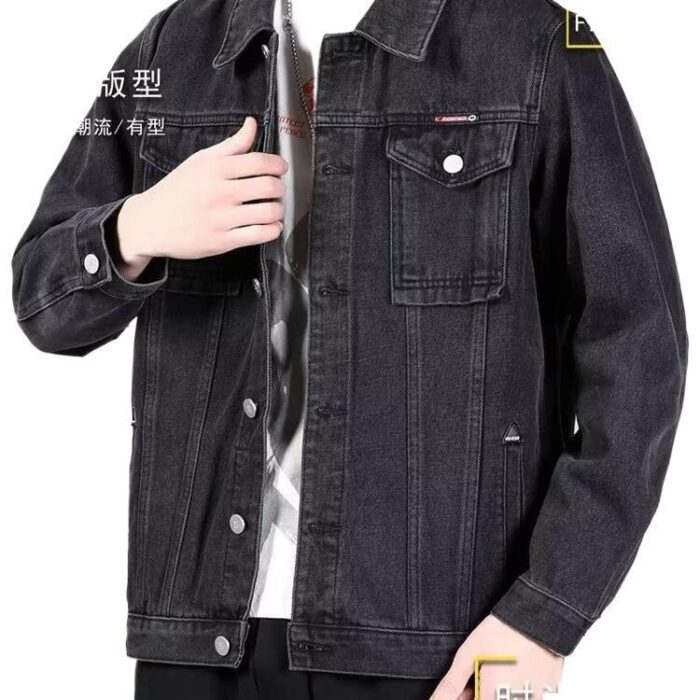 A stylish man wearing a versatile mens vintage distressed denim jacket for an edgy streetwear look.