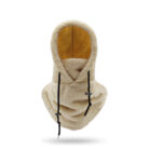Person staying warm while wearing a thick winter fleece balaclava hat.