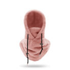 Person staying warm while wearing a thick winter fleece balaclava hat.