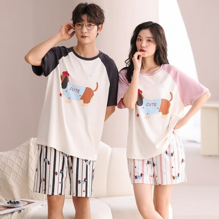 Happy couple wearing a comfortable couple matching terno set for summer.