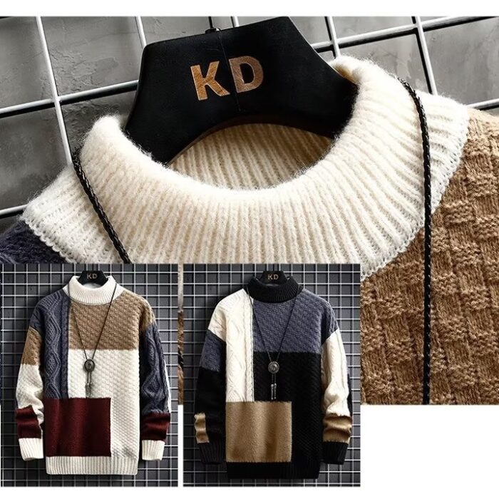 Stylish young man wearing a trendy mens korean style sweater.