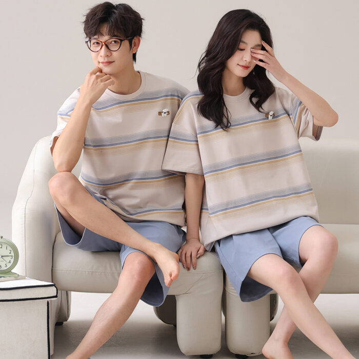 Happy couple wearing a comfortable couple matching terno set for summer.