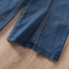 Cute little girl wearing a trendy blue girls denim crop top terno.