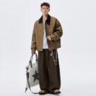 A stylish man wearing a classic mens plus size faux leather jacket for a smart-casual everyday look.
