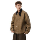 A stylish man wearing a classic mens plus size faux leather jacket for a smart-casual everyday look.