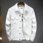 A stylish man wearing a versatile mens workwear denim jacket for a rugged everyday look.
