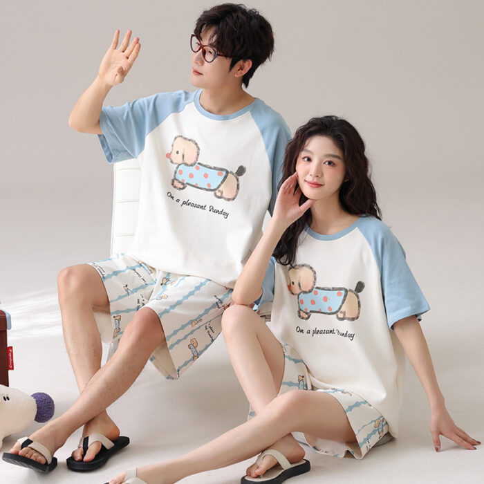 Happy couple wearing a comfortable couple matching terno set for summer.