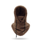 Person staying warm while wearing a thick winter fleece balaclava hat.
