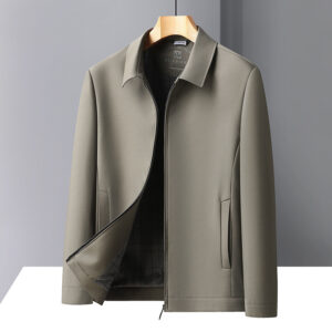 A stylish man wearing a versatile mens casual collared jacket over a comfortable t-shirt.