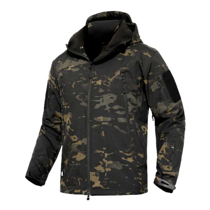 A man exploring the outdoors wearing a durable mens waterproof softshell jacket for maximum weather protection from K&K Trend Wear.