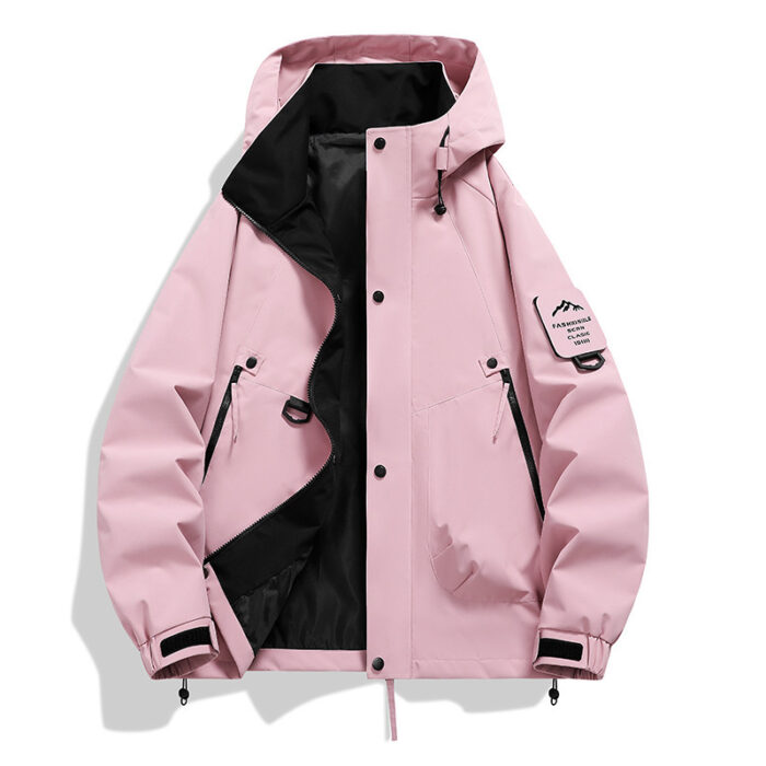 A stylish man wearing a practical mens waterproof windbreaker jacket to protect against the rain and wind from K&K Trend Wear.