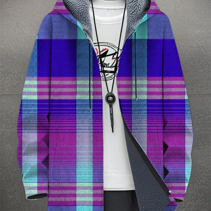 4e37157c-d396-481a-80bc-c69a49a872b4.jpg A stylish man wearing a warm mens fleece lined graphic jacket for a bold streetwear look from K&K Trend Wear.