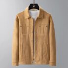 A stylish man wearing a versatile mens faux suede jacket for a smart-casual everyday look from K&K Trend Wear.
