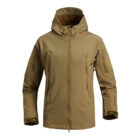 A man exploring the outdoors wearing a durable mens waterproof softshell jacket for maximum weather protection from K&K Trend Wear.