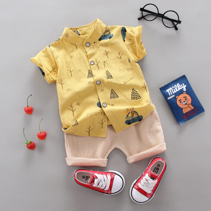 6895689105143.jpg A happy child wearing a comfortable toddler boy cotton 2 piece outfit for everyday play from K&K Trend Wear.