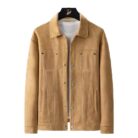 A stylish man wearing a versatile mens faux suede jacket for a smart-casual everyday look from K&K Trend Wear.