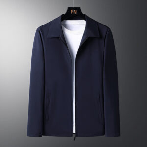 A stylish man wearing a versatile mens smart casual collared jacket for a sharp office look from K&K Trend Wear.