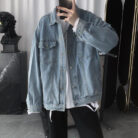 A stylish man wearing a versatile mens vintage wash denim jacket for an effortless streetwear look from K&K Trend Wear.