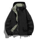 A stylish man wearing a practical mens waterproof windbreaker jacket to protect against the rain and wind from K&K Trend Wear.