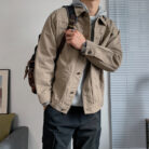A stylish man wearing a versatile mens retro denim jacket for an effortless streetwear look from K&K Trend Wear.