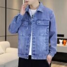 A stylish man wearing a versatile mens relaxed fit denim jacket for an effortless streetwear look from K&K Trend Wear.