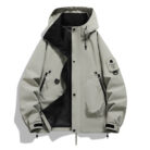 A stylish man wearing a practical mens waterproof windbreaker jacket to protect against the rain and wind from K&K Trend Wear.