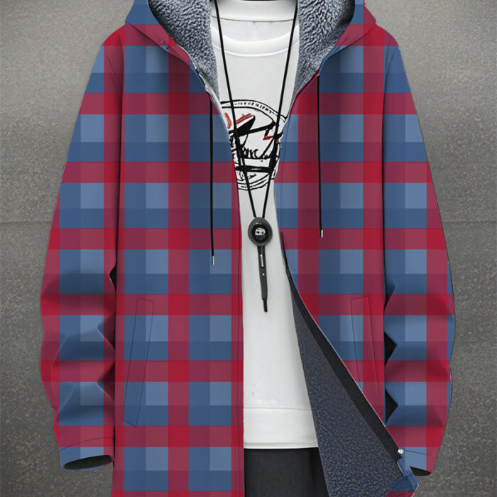 b64bc0fb-068a-45c5-917e-c19ecbb4850a.jpg A stylish man wearing a warm mens fleece lined graphic jacket for a bold streetwear look from K&K Trend Wear.