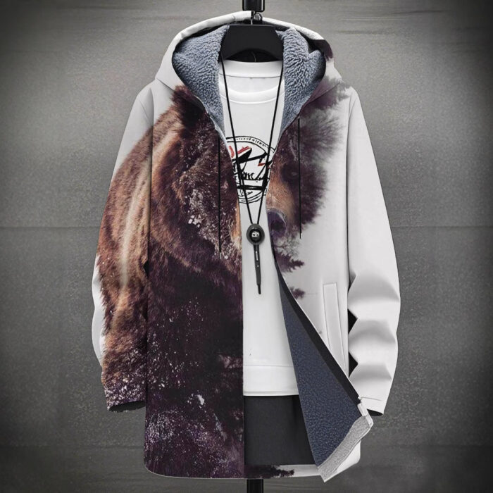 b7074055-e0e7-489c-9d91-684504c3c2f8.jpg A stylish man wearing a warm mens fleece lined graphic jacket for a bold streetwear look from K&K Trend Wear.