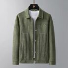 A stylish man wearing a versatile mens faux suede jacket for a smart-casual everyday look from K&K Trend Wear.