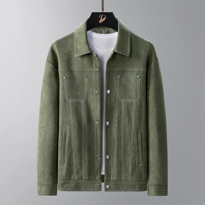ef3a54d3-46e2-41ba-9762-1107d27d31a3.jpg A stylish man wearing a versatile mens faux suede jacket for a smart-casual everyday look from K&K Trend Wear.