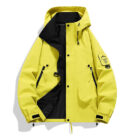 A stylish man wearing a practical mens waterproof windbreaker jacket to protect against the rain and wind from K&K Trend Wear.