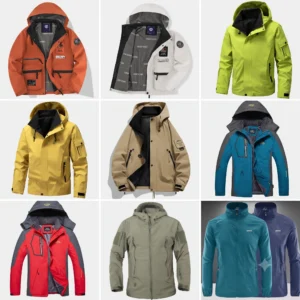 A man hiking in the rain wearing one of the best waterproof jackets for men outdoor adventures from K&K Trend Wear.