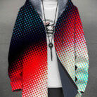 A stylish man wearing a warm mens fleece lined graphic jacket for a bold streetwear look from K&K Trend Wear.