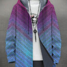 A stylish man wearing a warm mens fleece lined graphic jacket for a bold streetwear look from K&K Trend Wear.